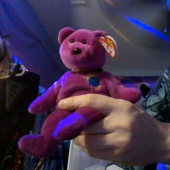 Vintage "Millennium Bear" Purple Beanie Baby 1998/2000 Limited Edition NWT - Picture 1 of 1